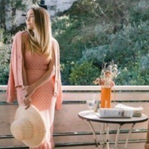 NWT Lauren Conrad Pointelle Button Cardigan - Penelope Peach - Size Large